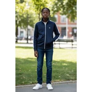 AMI Paris Men's Full-Zip Navy and White Tracksuit Jacket - X Small